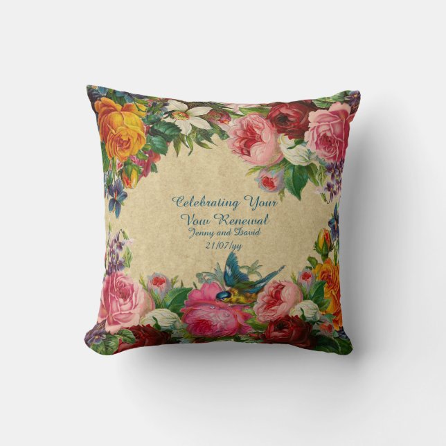 Vintage Rose Verlängerung Personalisiert Kissen (Vorderseite)