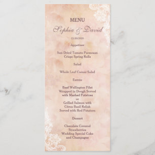 Vintage Rose Vieux Papier Mariage Menu