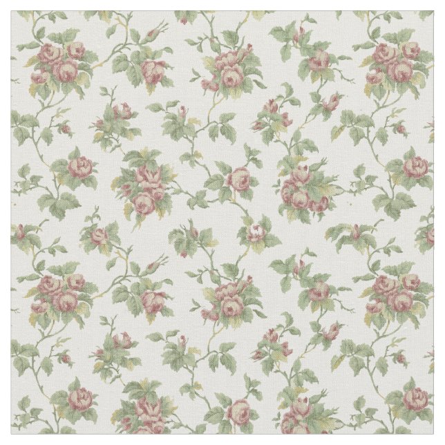 Vintage Rose Vine Blumenmuster Stoff (Nahaufnahme)