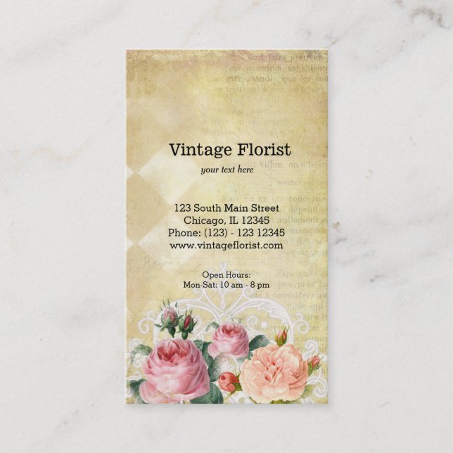 Vintage Rose Visitenkarte (Vorderseite)