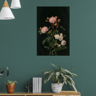 Vintage Rose vor schwarzem Hintergrund Poster