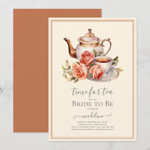 Vintage Rose Zeit für Tee-Brautparty Einladung