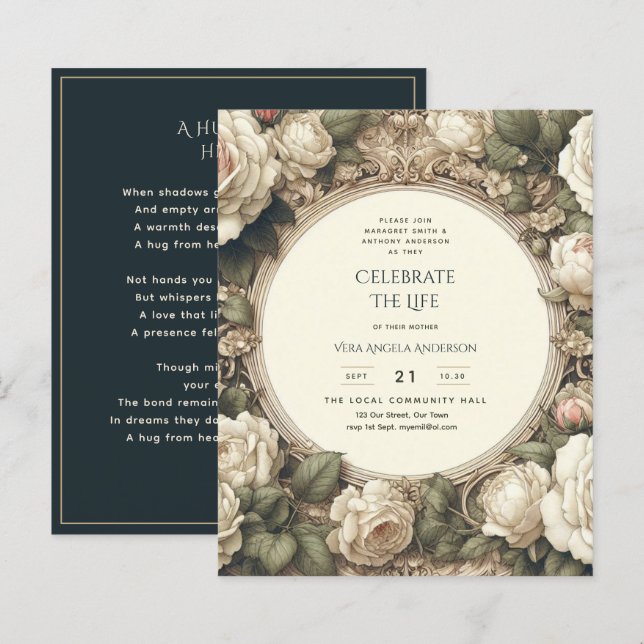 Vintage Rose zum Gedenkgedicht des Lebens (Vorne/Hinten)