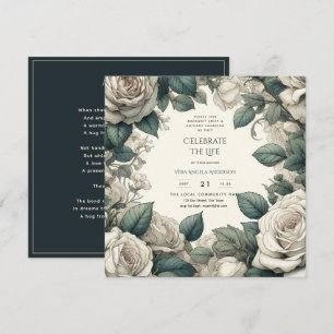 Vintage Rose zum Gedenkgedicht des Lebens Einladung