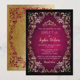 Vintage-Roségold-Prinzessinnen-Diadem Sweet 16 Einladung