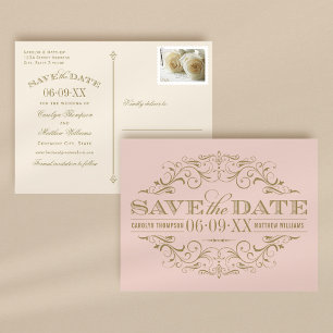 Vintage Roségoldene Flourish Hochzeitsankündigung Ankündigungspostkarte