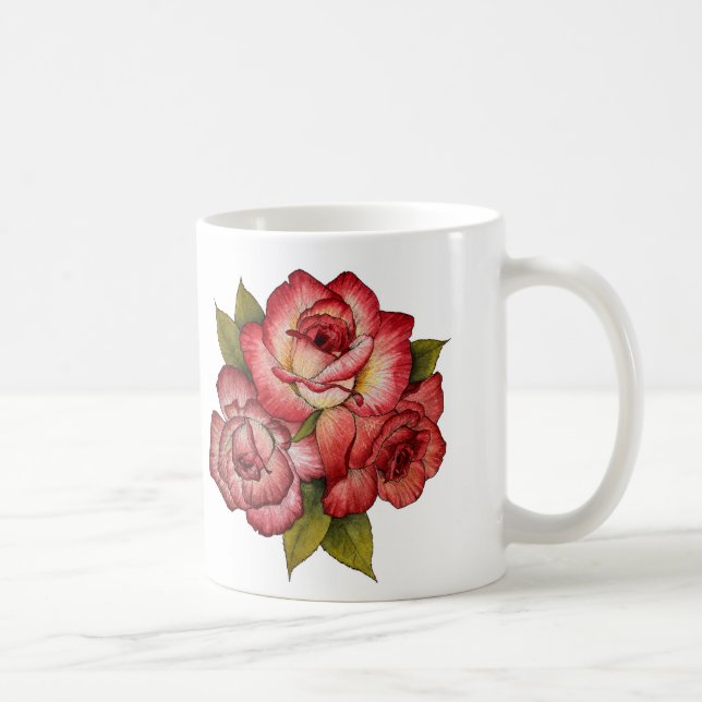 Vintage Rosen-Blumenstrauß-Tasse Kaffeetasse (Rechts)