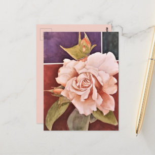 VINTAGE-ROSEN-DANKSAGUNGS-POSTKARTE POSTKARTE