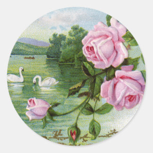Vintage Rosen-Geburtstags-Aufkleber Runder Aufkleber