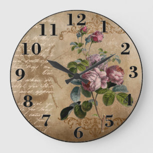 Vintage Rosen Große Wanduhr