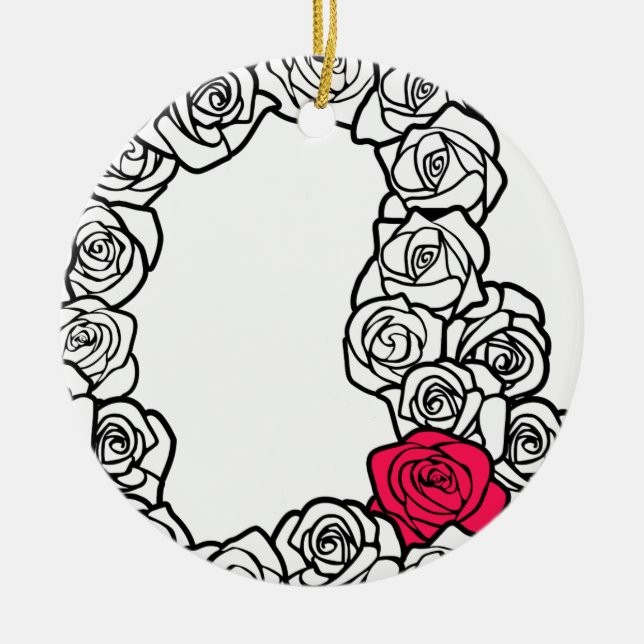 Vintage Rosen Keramikornament (Vorne)