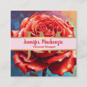 Vintage-Rosen-Künstlich-generiertes Blumendesign Quadratische Visitenkarte