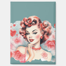 Vintage-Rosen-Pin-Up-Magnet – Ruby Rose | Romantis