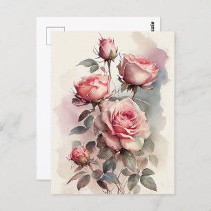 Vintage Rosen Postkarte