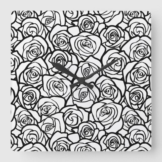 Vintage Rosen Quadratische Wanduhr (Vorderseite)