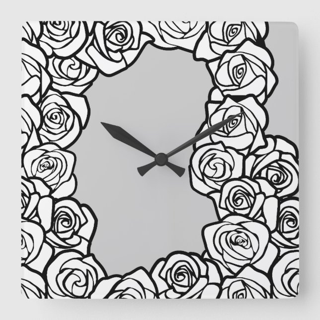 Vintage Rosen Quadratische Wanduhr (Vorderseite)