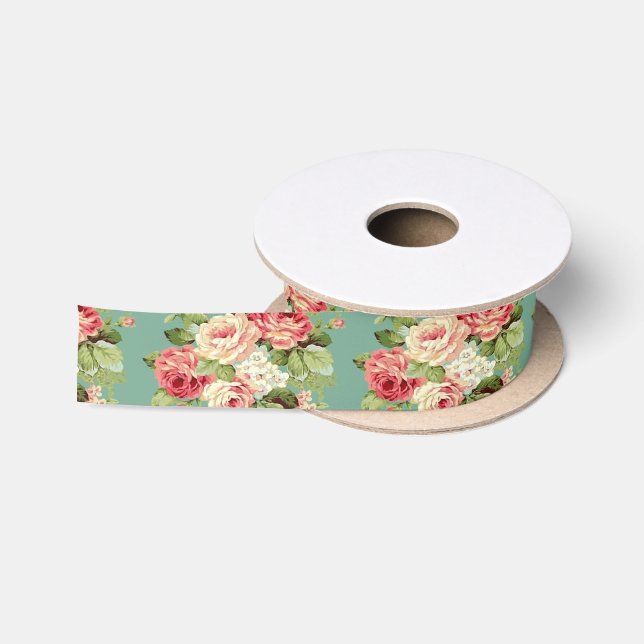 Vintage Rosen Satinband (Spule)
