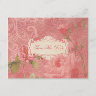 Vintage Rosen Save the Date Ankündigungspostkarte