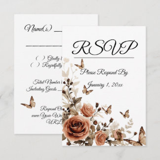 Vintage-Rosen & Schmetterlinge Hochzeit RSVP Karte