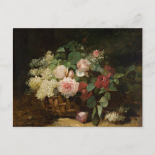 Vintage Rosen und Flieder von Dominique Hubert Roz Postkarte