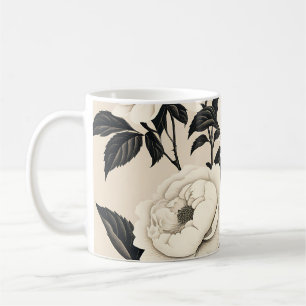 Vintage-Rosen und Pfingstrosen auf Creme Kaffeetasse