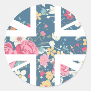 Vintage-Rosen-Union-Jack-Britische (UK) Flagge Runder Aufkleber