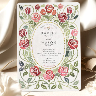 Vintage-Rosen-Wasserfarben-Hochzeit Einladung