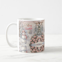 Vintage Rosen, Weihnachtsdorf Snowman Kaffeetasse