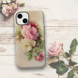 Vintage Rosen, weiß und rosa iPhone 8 Plus/7 Plus Hülle<br><div class="desc">Schöne Vintage Rose blühen auf einem sanften,  neutralen Hintergrund.</div>