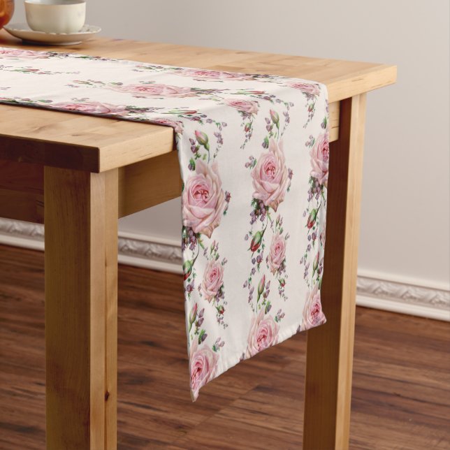 Vintage Rosenblume Kurzer Tischläufer (Beispiel)