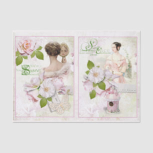 Vintage Rosenblütendekoupage Seidenpapier