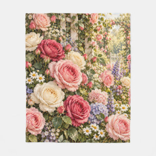 Vintage-Rosengarten Fleecedecke