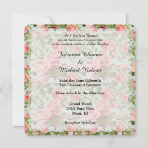 Vintage Rosenhochzeit Einladung