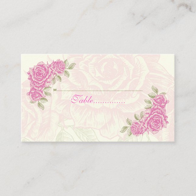 Vintage Rosenhochzeit Platzkarte (Vorderseite)