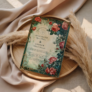 Vintage-Rosenrahmen Botanische Hochzeit Einladung