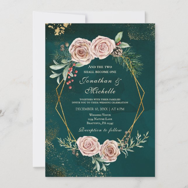 Vintage Rosenstrahlen Christliche Hochzeit Einladung (Vorderseite)