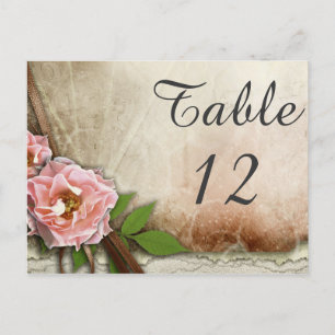Vintage Rosenstrahlen Hochzeitskarte Tischnummer