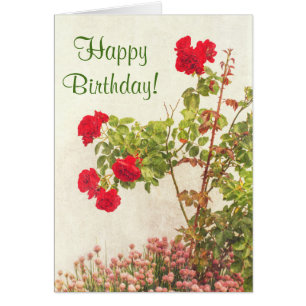 Vintage Roses Flowers Joyeux Anniversaire