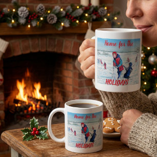 VINTAGE Rot & Blau ZUHAUSE FÜR DIE FEIERTAGE Kaffeetasse