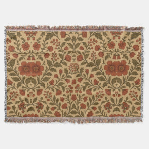 Vintage Rot Grün Floral Decke