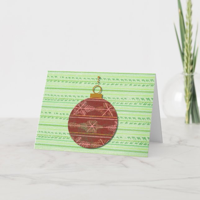 Vintage Rot-Grün-Weihnachtsschmuckkarte Karte (Vorderseite)