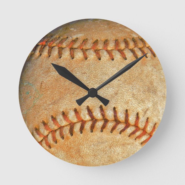 Vintage Rot-Naht Runde Wanduhr (Vorderseite)