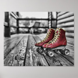 Vintage Rot-Roller-Skate Poster