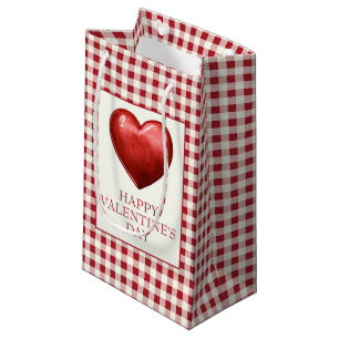 Vintage Rot und Creme Gingham mit Herz Kleine Geschenktüte