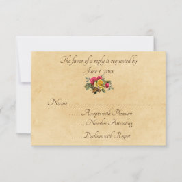 Vintage Rot- und Gelbrosen RSVP Karte