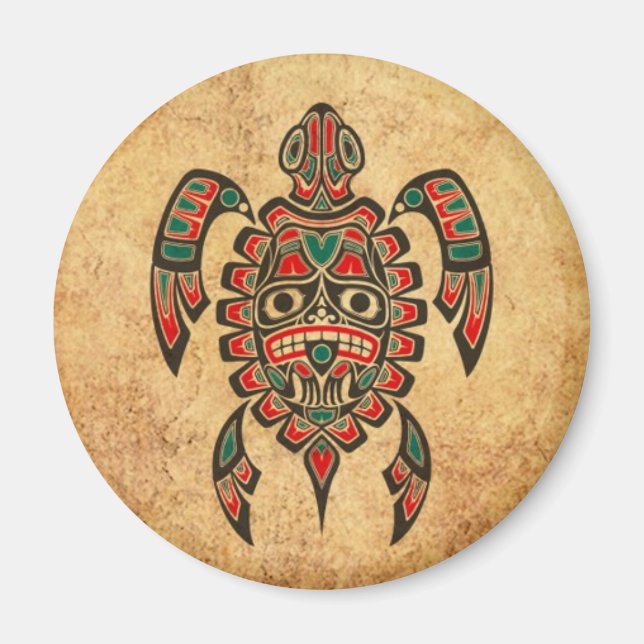 Vintage Rot- und Grünhaida-Geisenkurve Magnet (Vorne)