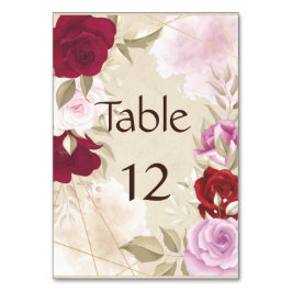 Vintage Rot- und Rosenrahmen Tischnummer