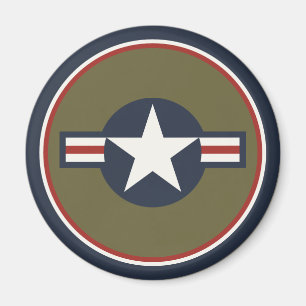 Vintage Rot Weiß Blau USAAF Insignien Sternbalken Magnet