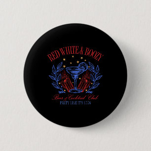 Vintage Rot Weiß Und Boozy Tail Lustig Club 4. Jul Button