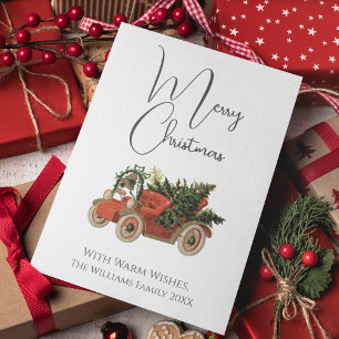 Vintage rote Auto-Illustration Frohe Weihnachten